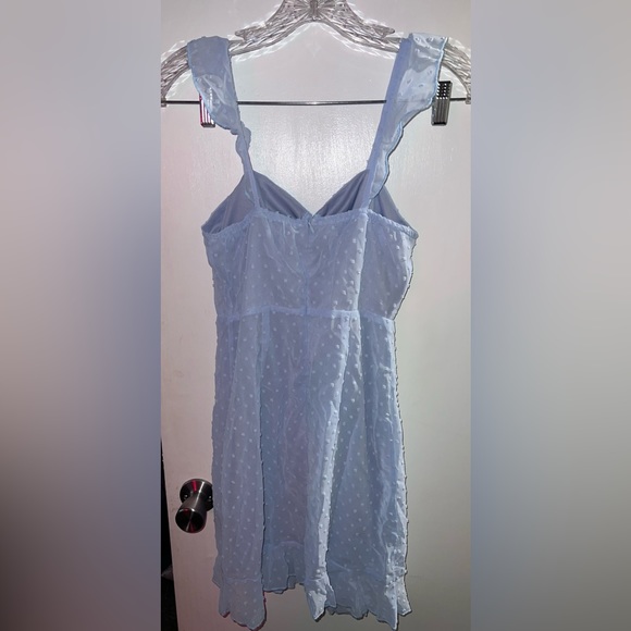 Swiss Dot Drawstring Front Ruffle Hem Dress - Picture 7 of 7